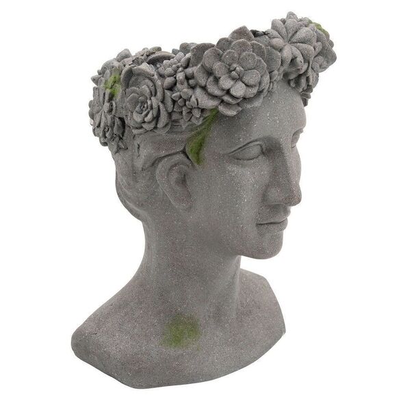 19" LADY WITH DAISIES PLANTER - Poly resin material in Green. - Picture 13 of 14